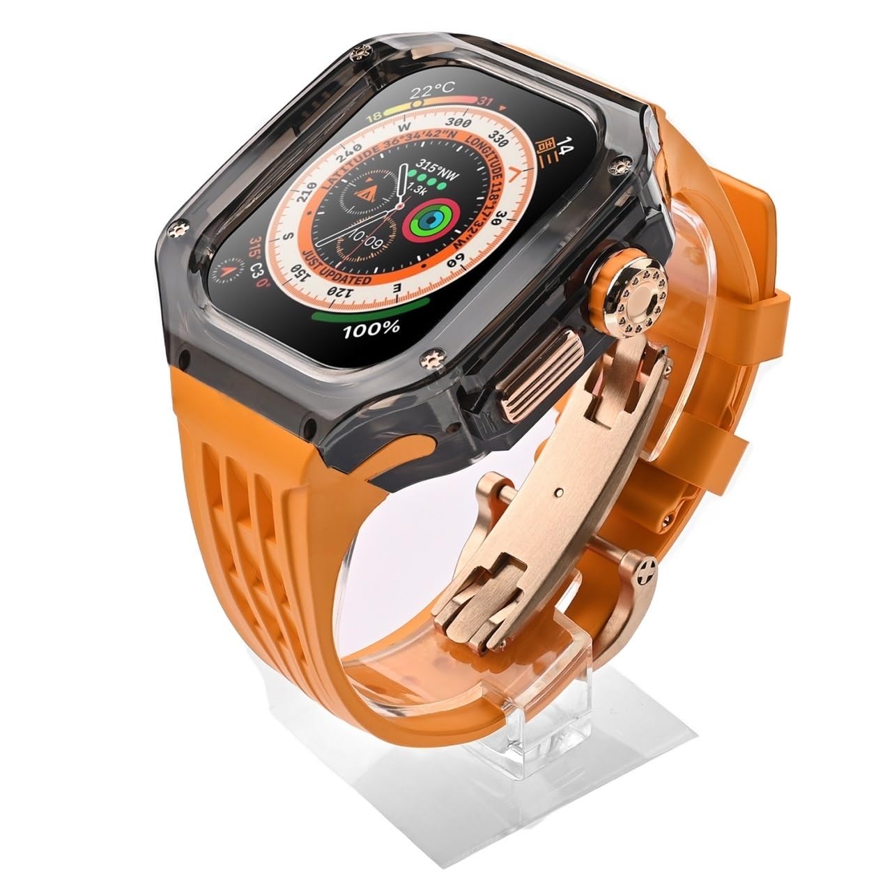 NEYENS Modifikationsset für Uhrengehäuse und Uhrenarmband, für Apple Watch Ultra 8 49 mm Serie, transparentes Mod-Kit, Abdeckung für Sportuhrenarmband, 49 mm, Achat