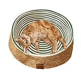 Katzenbett aus Rattan, Katzenbett aus Weide, Kratzbett für Katzen, Weidenkörbchen, bequemes Katzenbett, Kratzbrett für Kaninchen, kleine Haustiere, Schlafen, Spielen