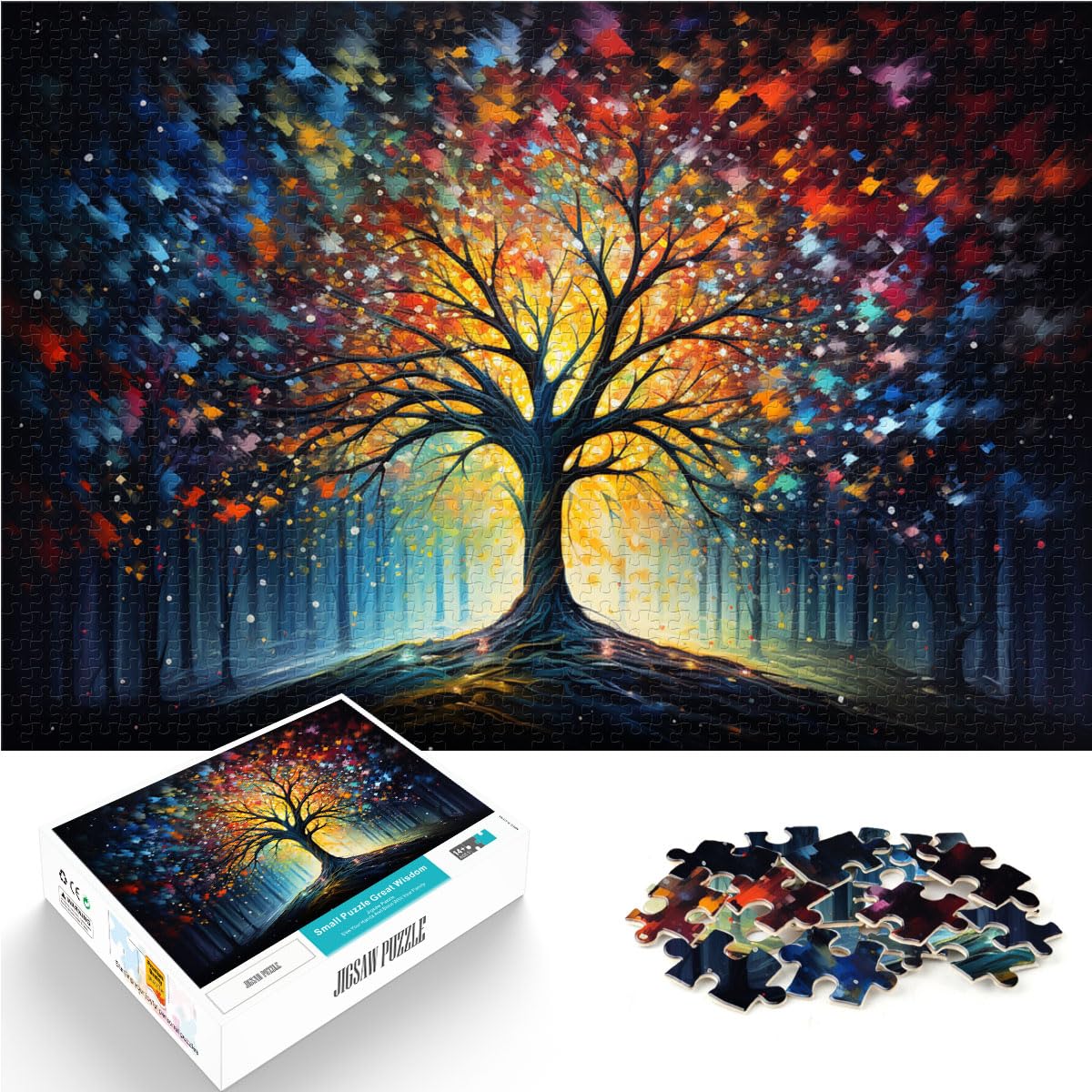 Puzzle für Fantasie, farbenfroher Sternenhimmelbaum, 1000-teiliges Puzzle für Erwachsene, Holzpuzzle für anspruchsvolles Puzzlespiel und Familienspiel, 1000 Teile (50 x 75 cm)