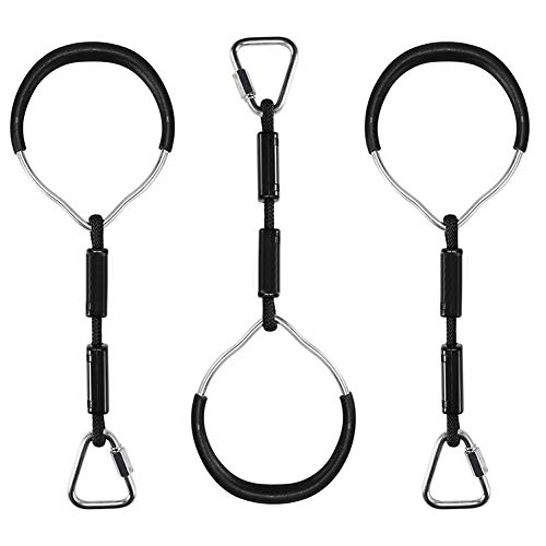 BFVAKBKYT Gymnastik Ringe,Suspension Trainer System, Kinder Farbringe Outdoor Sport Aerial Klettern Ninja Anzug Park Picknick Spielzeug Kinder Geburtstag Geschenke Sommer Spielen Requisiten(Black)