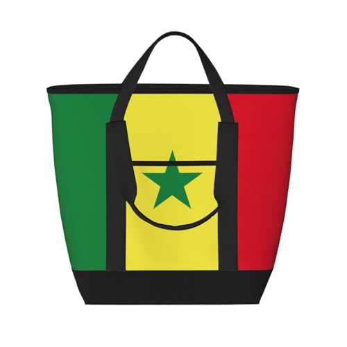 YQxwJL Isolierte Kühltasche mit Flagge von Senegal, großes Fassungsvermögen, Einkaufstasche, Reisen, Strand, wiederverwendbare Einkaufstasche für Erwachsene, Schwarz, Einheitsgröße, Schwarz ,