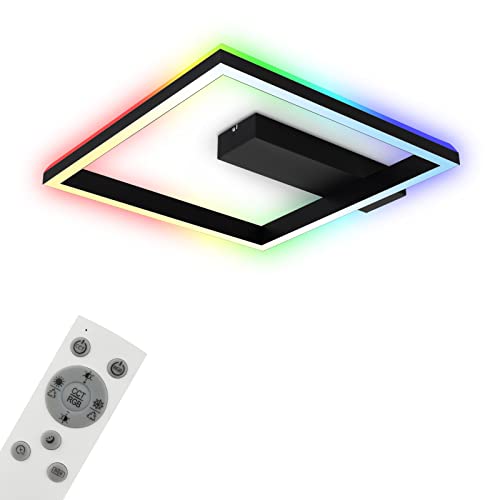 BRILONER Leuchten - Deckenlampe RGB, Backlight Deckenleuchte LED, Dimmbar, Farbtemperatur einstellbar, LED Frame RGB, Fernbedienung, Schwarz