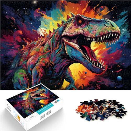 Puzzle, farbenfroher, Psychedelischer, mutierter Tyrannosaurus Rex für Erwachsene, 1000-teiliges Puzzle, Holzpuzzle, Heimdekoration, Puzzle 1000 Teile (50 x 75 cm)