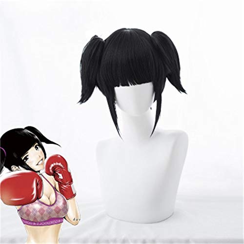 LINLINCD Cosplay wig Back Street Girls Chika Cosplay Perücke Schwarz Kurz Hitzebeständig Synthetisches Haar Pferdeschwänze Halloween Karneval Party Frauen Perücken