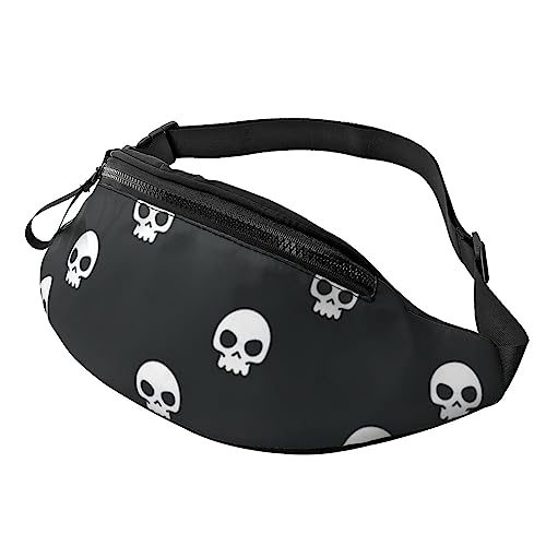 HSJFS Modische Hüfttasche mit Pfauenmuster, verstellbarer Gürtel, lässige Brusttasche, totenkopf, Einheitsgröße