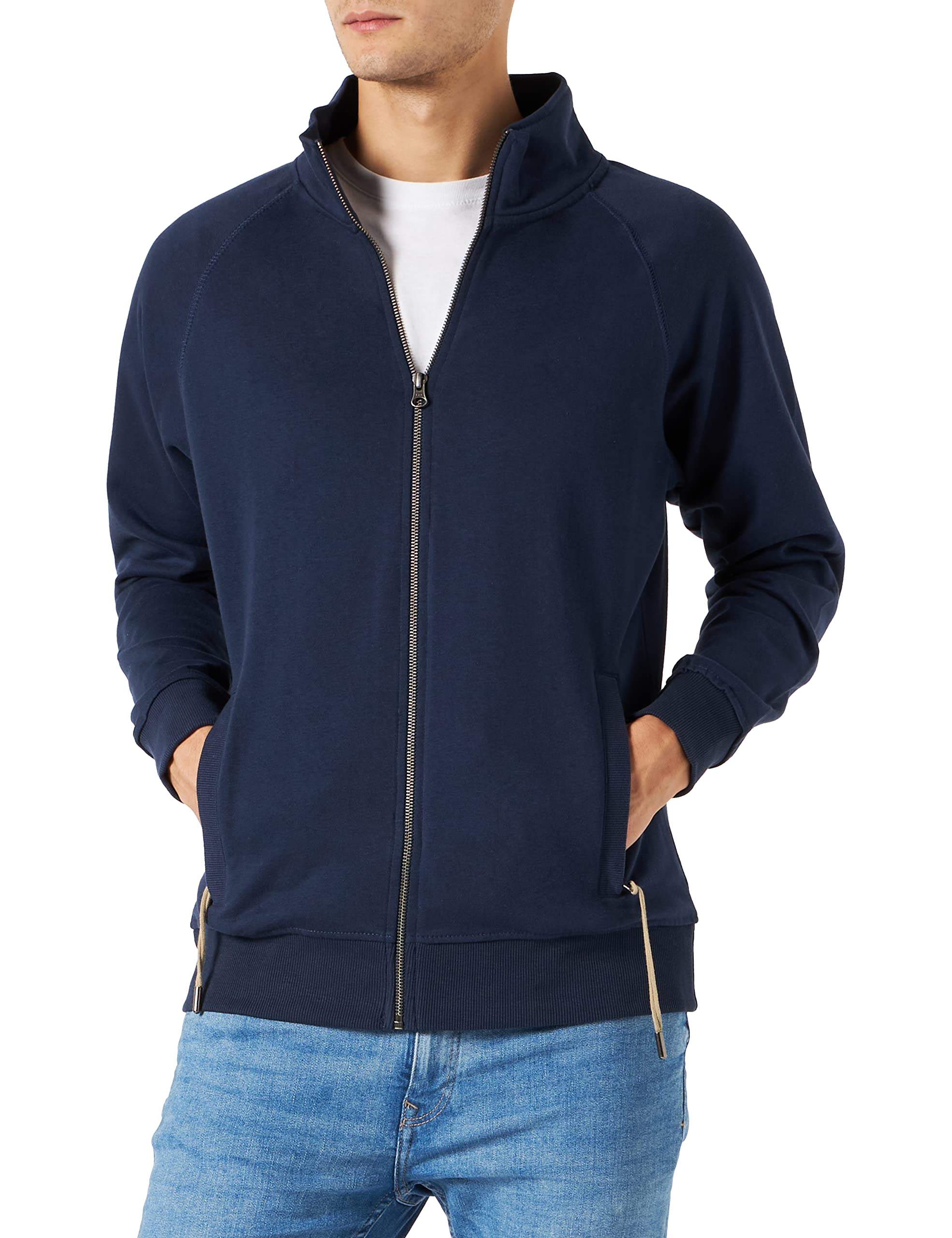 Happy Clothing Herren Sweatjacke ohne Kapuze Zip-Jacke Reißverschluss mit Kragen, Größe:XXL, Farbe:Dunkelblau