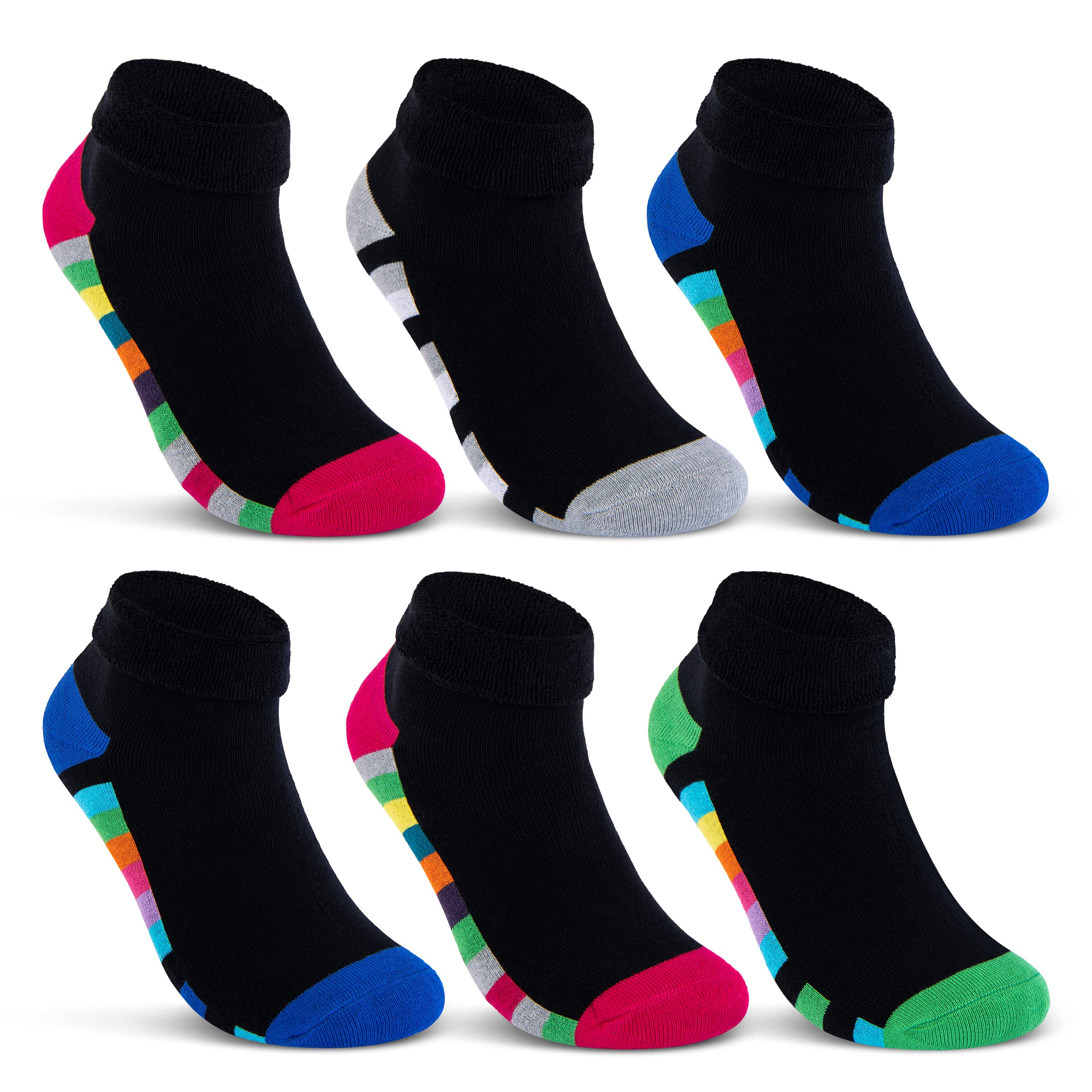 2 | 4 | 6 Paar Damen THERMO Socken Innenfrottee warme Wintersocken Umschlagsocken Bunte Ringel 12792 WP (6 Paar 39-42)