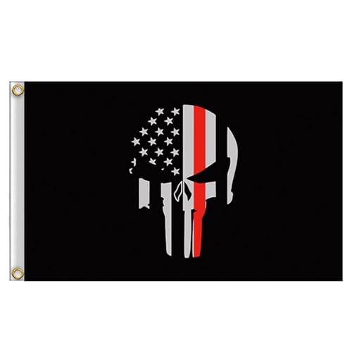 Fahne SKULL/Punisher, Flagge mit Metallösen Sicherung, Flagge(Black 3)