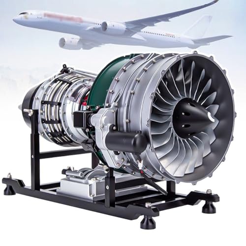 JMbpkduHs Turbofan-Motor-Modellbausatz, 1/10 Doppelspulenflugzeug-Turbostrahltriebwerk, Metallmotor-Modellbausatz, Flugzeugmotor-Montagemodell - über 1100 Teile