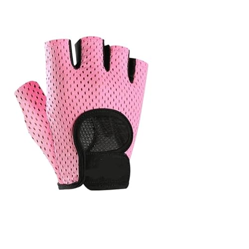 LYHYDMA Fitness-Handschuhe Atmungsaktive Fitnesshandschuhe for Fitnessstudio, Gewichtheben, Yoga, Bodybuilding, Training, Sport, dünne, rutschfeste Halbfinger-Fahrradhandschuhe(Pink M)