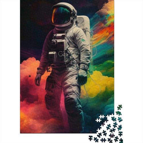 Farbiges Astronauten-Puzzle aus Holz, 1000 Teile, Puzzle für Erwachsene und Jugendliche, Puzzle für Erwachsene und Jugendliche, Puzzle für Erwachsene, Lernspiel, Herausforderungsspielzeug, 75x50cm