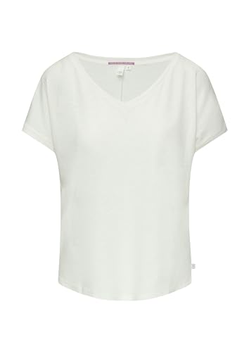 QS Damen 2147432 T-Shirt aus Leinenmix, Creme 0400, XXL