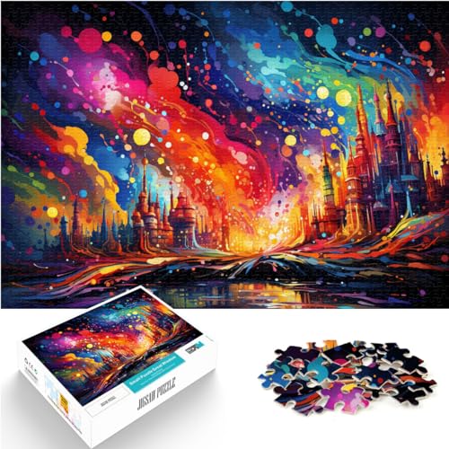 Puzzles Fantasie bunte Sternenhimmelstadt 1000-teiliges Puzzle für Erwachsene Holzpuzzle Jedes Teil ist einzigartig - anspruchsvolles Familienspaßspiel 1000 Teile (50 x 75 cm)