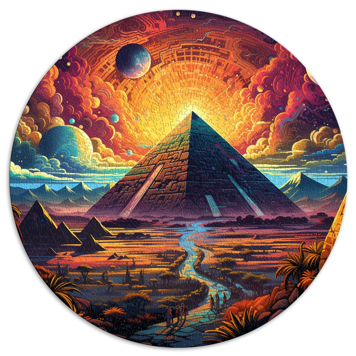 Puzzlespiel Pyramidenmalerei Puzzles für Erwachsene 1000 Teile 67,5 x 67,5 cm Spielspielzeug für Familienpuzzles Geschenk Schwierig und herausfordernd