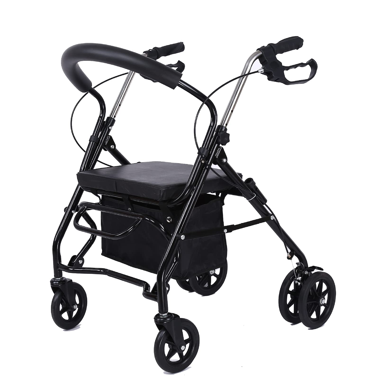 Mobility Walker Walker für Senioren, Gehrollator mit 4 Rädern, aufrechter Lauflernwagen mit Armlehnenstütze und Sitz, Gehhilfen für Behinderte und ältere Menschen für Einkaufen/Freizeitreisen,