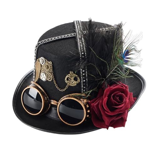 Zeiwohndc Steampunks Flach Frauen Brille Halloween Cosplay Party Kostüm GothicStyle Kopfbedeckung