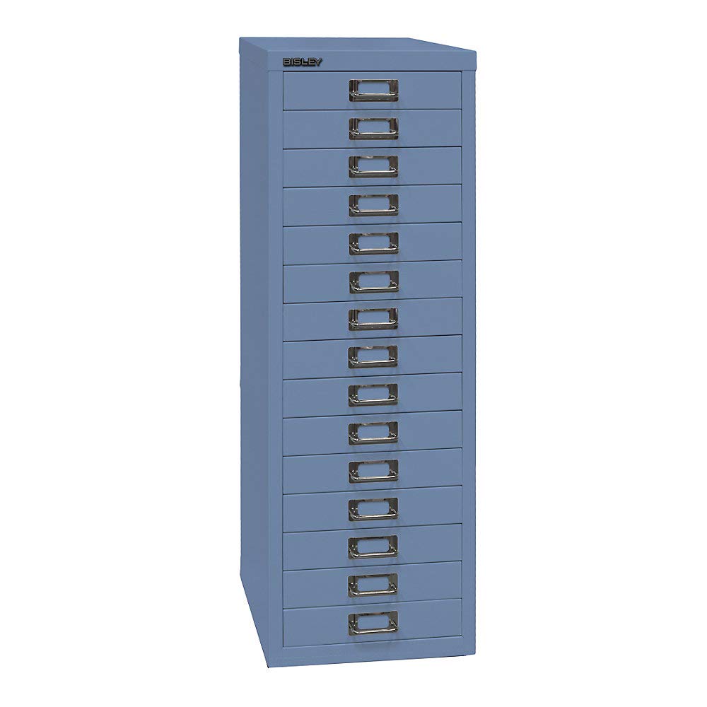 BISLEY MultiDrawer, 39er Serie, DIN A4, 15 Schubladen, Metall, 605 Blau, 38 x 27.9 x 86 cm