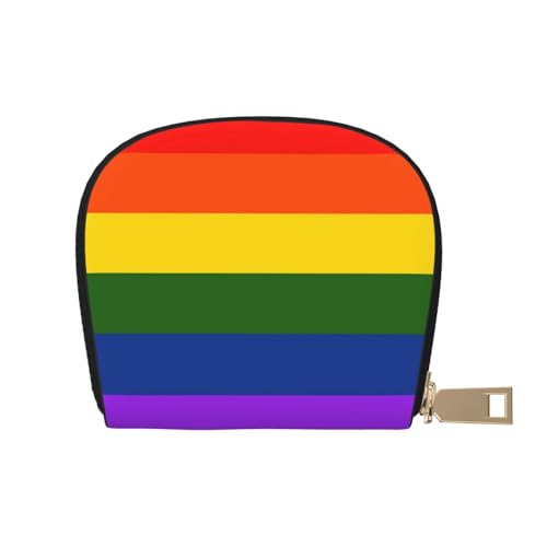 YFSGDLBN Regenbogen-Flagge bedruckte Lederschale Kartenbeutel Reißverschluss Kartenhalter Münzorganizer, weiß, Einheitsgröße