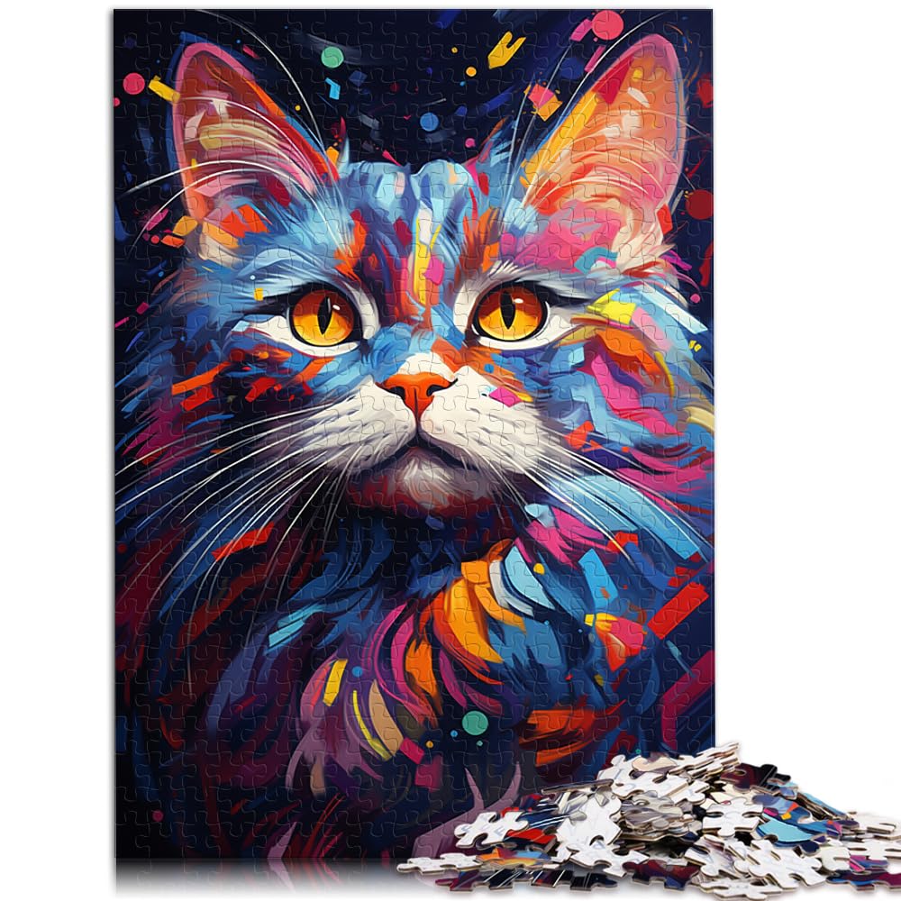 Puzzle, Lernspiele, Bunte exotische Katze, Puzzle für Erwachsene und Ren, 1000 Teile, Holzpuzzle, Heim-Lernspiele, DIY-Spielzeug, 1000 Teile (50 x 75 cm)