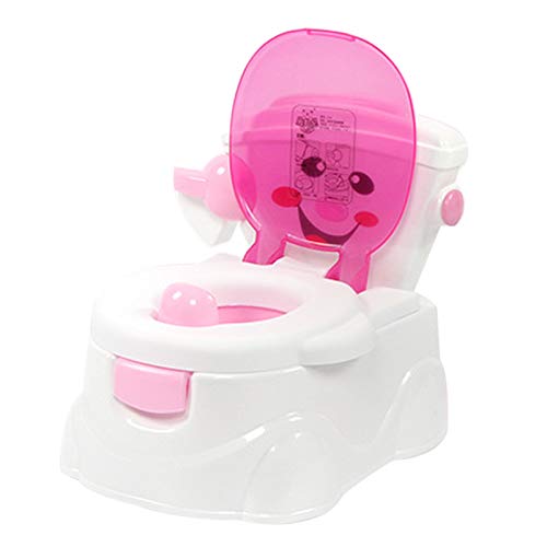 Töpfchen Trainer für Kinder, Kindertoilette Töpfchen Toilettentrainer mit Deckel & Papierhalter Ideal für Kinder Toiletten (Rosa)