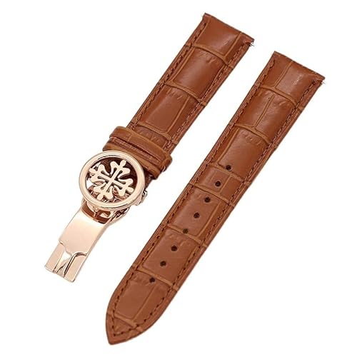 YIHANSS Uhrenarmband aus echtem Leder 19 MM 20 MM 22 MM für Patek Philippe Uhrenarmbänder mit Edelstahl-Faltschließe Herren Damen