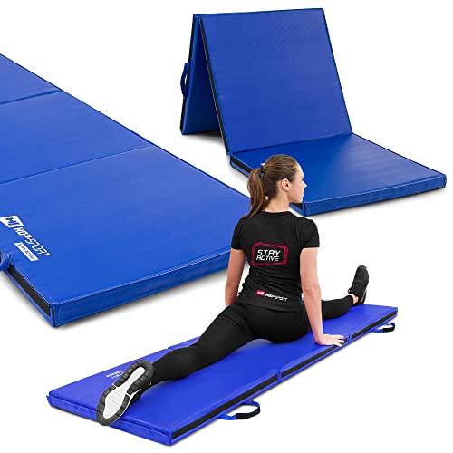 Hop-Sport Turnmatte klappbar Bodenmatte für Zuhause Fitnessmatte Gymnastikmatte Flatmatte in Zwei Stärken 4cm/5cm (Blau)