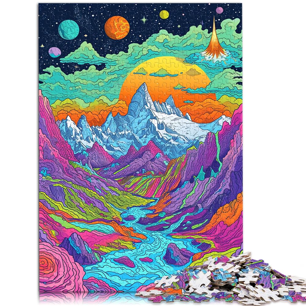 Puzzle-Geschenk „Die farbenfrohe Psychedelie des Mont Blanc“ 1000-teiliges Puzzle Holzpuzzle als Geschenk für die ganze Familie und die 1000 Teile (50 x 75 cm)