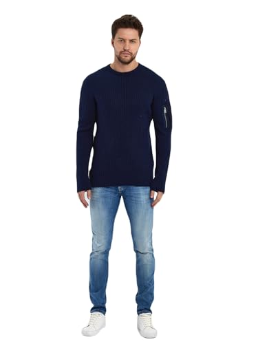 LTB Jeans Herren Sweatshirt Nomeke - Langarm Pullover Klasische zum überziehen Herren Baumwolle - Blau - Größe M