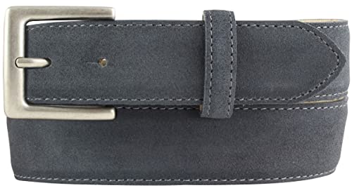 BELTINGER Gürtel aus Veloursleder 3,5 cm | Velour-Ledergürtel für Herren 35mm | Wildleder-Gürtel mit antik-silber Gürtelschließe | Anthrazit 85cm