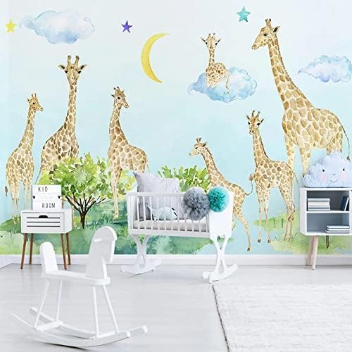 XLMING Handgemalte Niedliche Giraffe Kinderzimmer 3D Tapete Home Dekoration Wohnzimmer Sofa Schlafzimmer Tv Hintergrund Wand-430cm×300cm