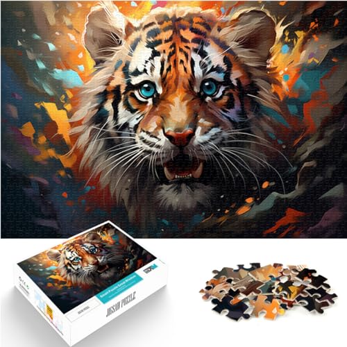 Spielgeschenk Puzzle Fantasie bunter süßer Tiger Puzzle 1000 Teile für Erwachsene Holzpuzzle Stressabbau Staycation Zeit totschlagen 1000 Teile (50x75cm)