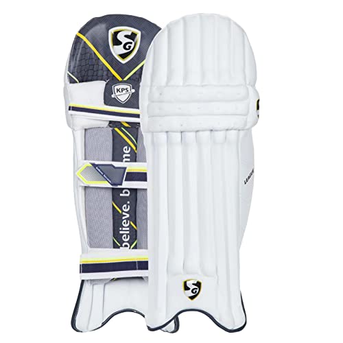 SG League Cricket Batting Legguard (Color: White, Size: Men) | for Mens & Boys | Suitable for Right Hand Players | Material: PVC | EPE Foam Filled Center Ribs | Optimum Weight Reduction