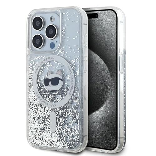 CG Mobile Karl Lagerfeld KLHMP15XLGCHSGH Hülle für iPhone 15 Pro Max 6.7" hardcase transparent Liquid Glitter Choupette Head