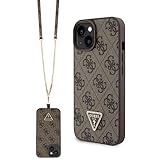 GUESS GUHCP15SP4TDSCPW Hülle für iPhone 15 6.1" braun hardcase Crossbody 4G Metal Logo