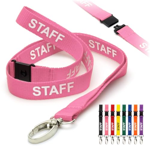 CKB Ltd Umhängeband, mit Drehgelenk, Metallclip für Ausweishalter, Schnellverschluss-Design, Pink, 50 Stück