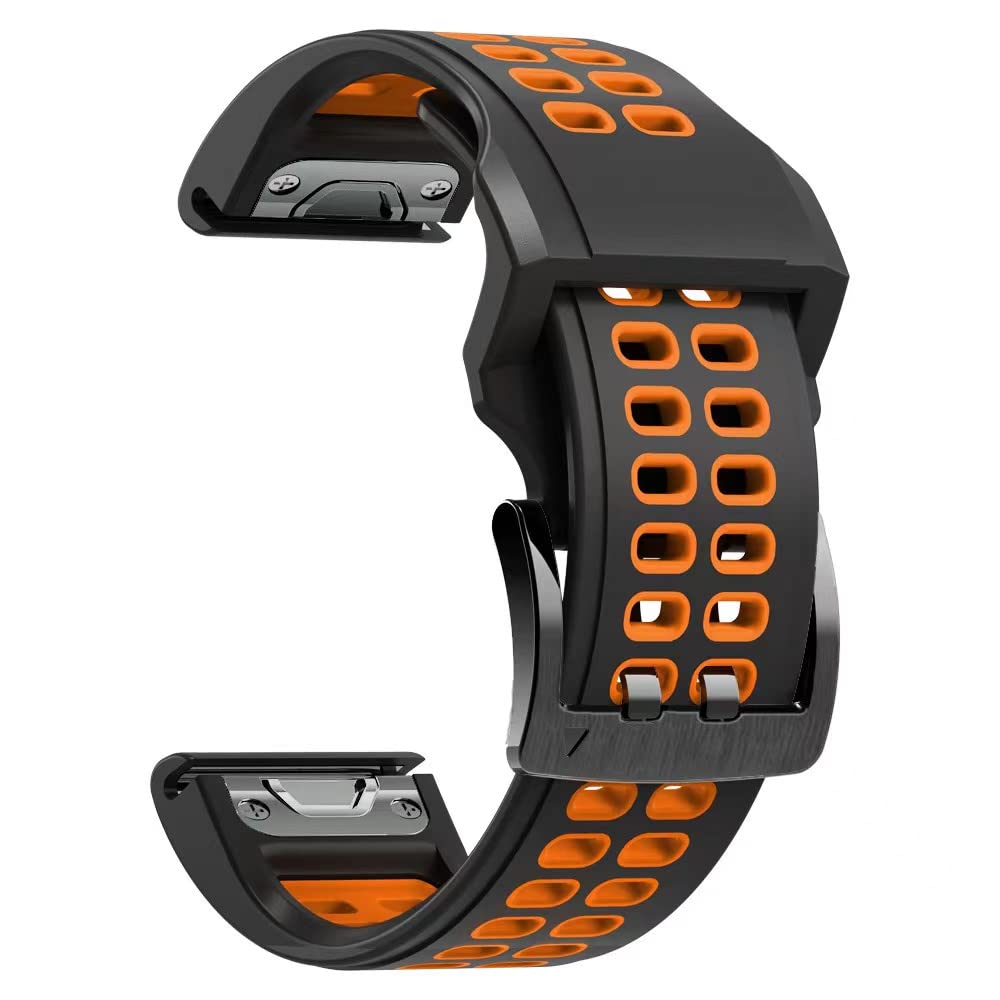 OPKDE Uhrenarmband für Garmin Fenix 7X, 7, 6, 6X, 5, 5X, 3HR, Epix, MarQ, Approash S62, TACTIX Delta, Silikon, einfach anzubringen, 22 mm / 26 mm, For Fenix 6X 5X, Achat