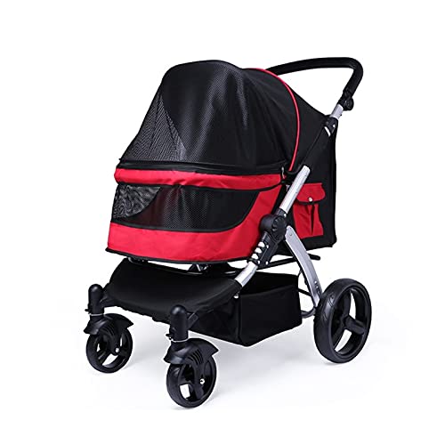 Hundebuggy für große Hunde – Kinderwagen aus Aluminiumlegierung, hält 30 kg – atmungsaktives Oxford-Gewebe – für zwei Katzen – praktische Reisetasche