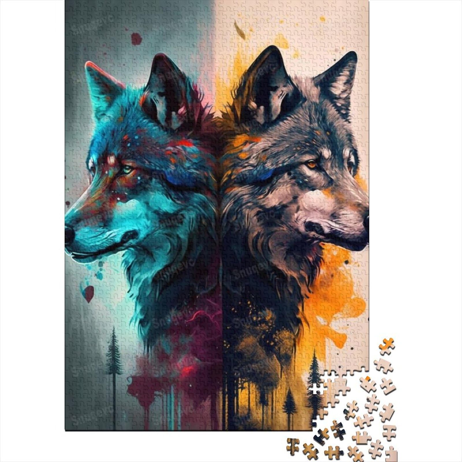 Fantasy Strange Wolf für Erwachsene 1000 Teile Puzzle 1000 Teile für Erwachsene Schwierige Puzzles Entspannende Puzzlespiele - Denksport-Puzzle (Größe: 75 x 50 cm)