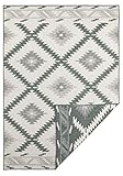 NORTHRUGS In- und Outdoor Teppich Malibu 80x150cm - Wendeteppich Wetterfest Modern Geometrisches Muster Läufer für Balkon Terrasse Garten Wintergarten Wohnzimmerteppich Wasserfest in Grün Creme