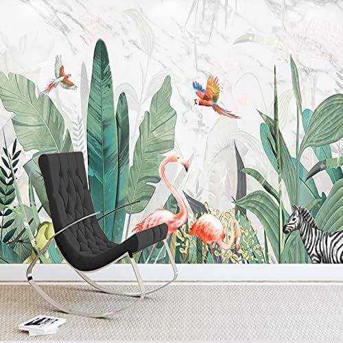 XLMING Blatt Tier Flamingo 3D Tapete Home Dekoration Wohnzimmer Sofa Schlafzimmer Tv Hintergrund Wand-430cm×300cm