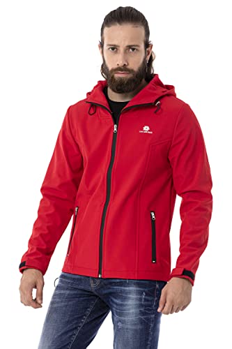 Cipo & Baxx Herren Softshell Jacke Funktionsjacke Übergangsjacke Kapuze CJ285 Rot XL