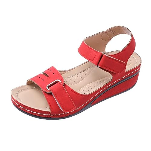 Orthopädische Sandalen Bequeme offene Sandalen Orthopädische Frauen Sommer Damen Orthopädische Sandalen, rot, 38 EU