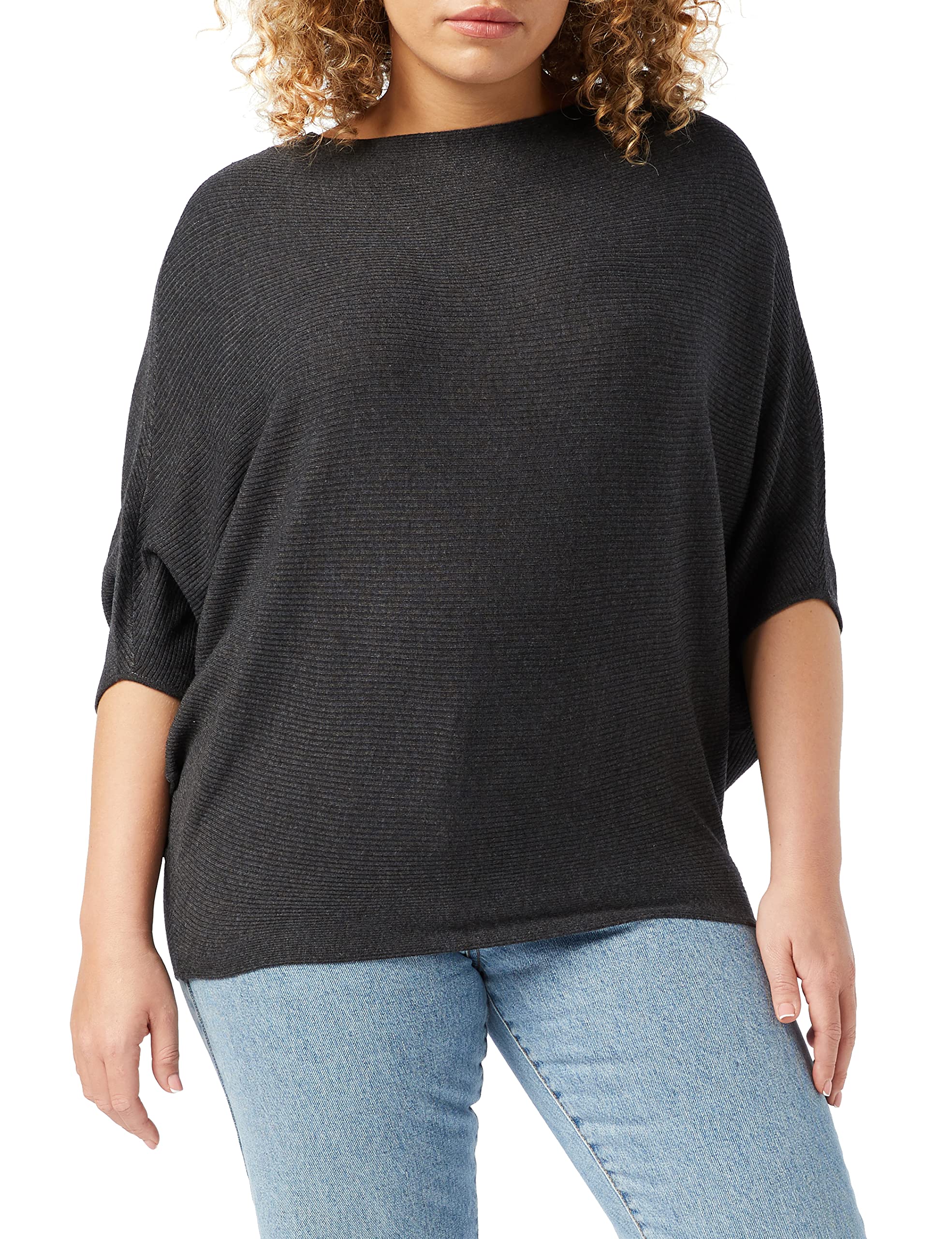 JDY Damen JDYNEW Behave BATSLEEVE KNT NOOS Pullover, Dark Grey Melange/Detail:Melange, M