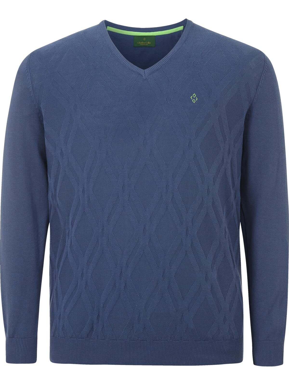 Charles Colby Herren Pullover Earl Buan Gestricktes Casual Oberteil blau 3XL (XXXL) - 64/66