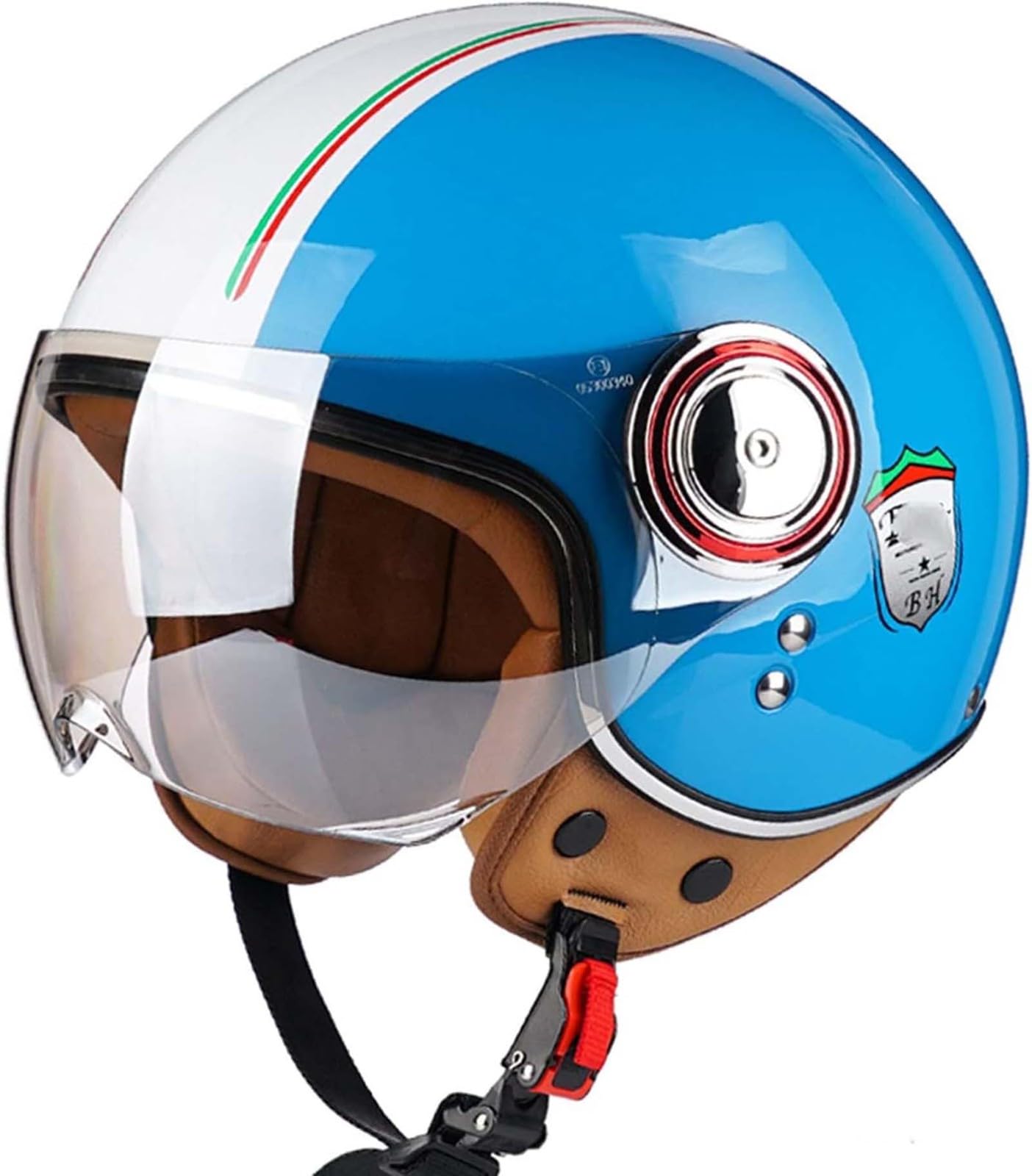 Retro-Halbjet-Helm Mit Offenem Gesicht,Rollerhelm,DOT/ECE-Zugelassener Motorrad-Schalenhelm Mit Visier,Offenes Gesicht, Klassischer Vintage-Jet-Motorradhelm Für Männer Und Frauen O,L57-58cm