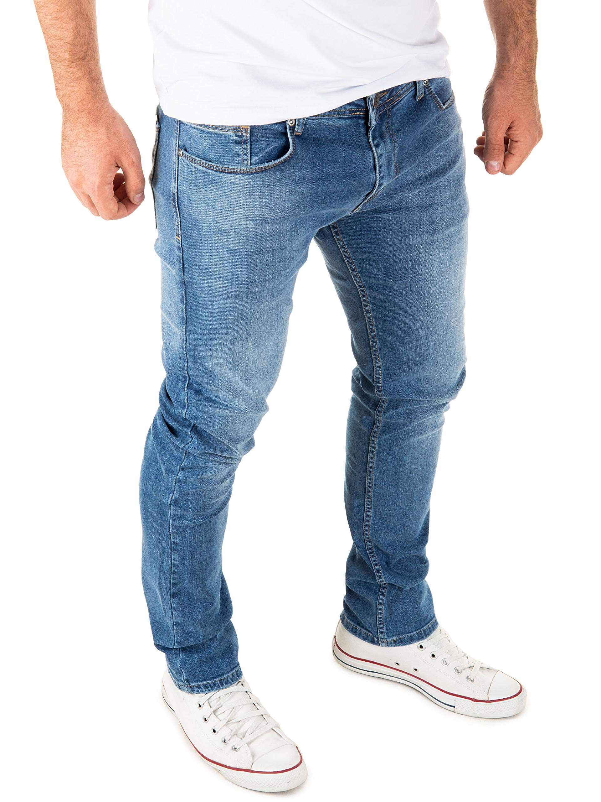 WOTEGA Justin - Herrenhose Slim Fit - Herrenjeans für Männer - Stretchjeans Hosen - Herren Jeanshosen, Mittelblau (Bijou Blue 183921), W34/L32