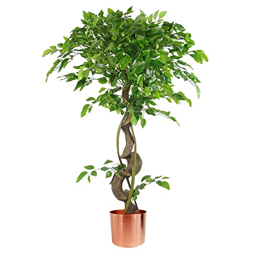 Leaf Künstlicher japanischer Fruticosa Ficusbaum, gedrehtes Kupfer, 120 cm, Verdrehtes Kupfer