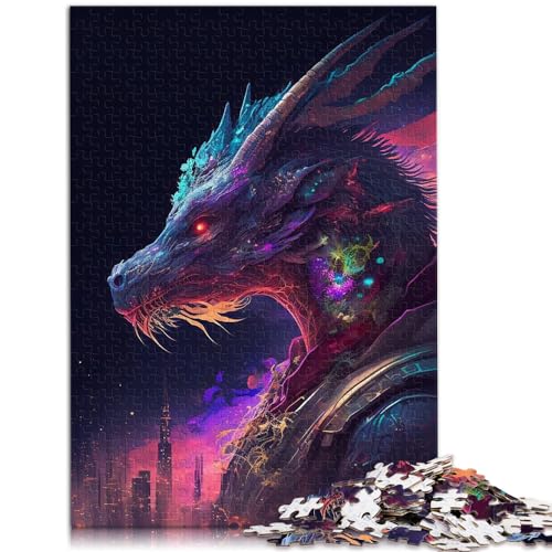 Spielgeschenk Puzzle Drache für Erwachsene 1000 Teile Puzzle Geschenke Holzpuzzle Familienspiel Stressabbau Schwieriges Herausforderungspuzzle 1000 Teile (50x75cm)