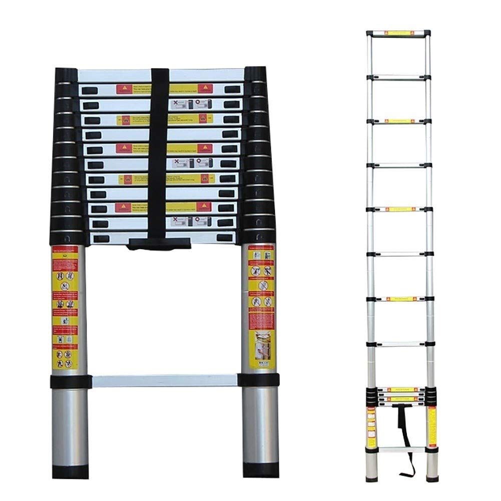 Teleskopleiter, zusammenklappbare Teleskop-Ausziehleiter für Dachboden zu Hause, Büro und Wohnmobil – extra hoch mit breitem Pedal und einer Tragkraft von 150 kg (Größe: 4,1 m/13,4 Fuß) (2,6 m/8,5