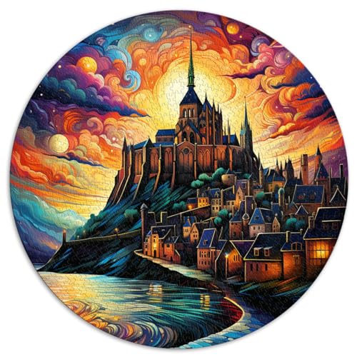 Puzzles Mont Saint Michel Abbey Puzzles 1000 Teile Puzzles für Erwachsene 26,5x26,5 Zoll Puzzles Geschenke Künstlersammlung, Bildende Kunst